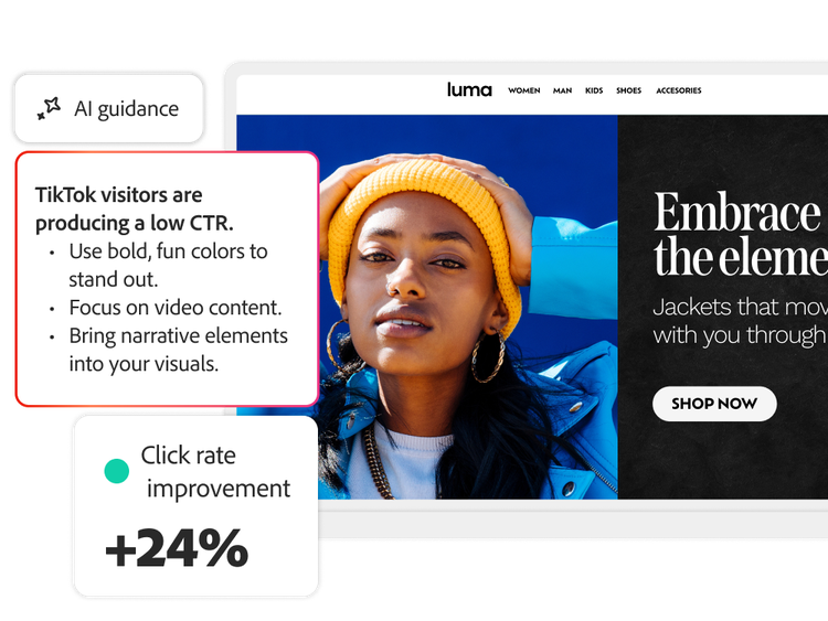An outdoor brand ad and AI guidance on how to improve click through rate