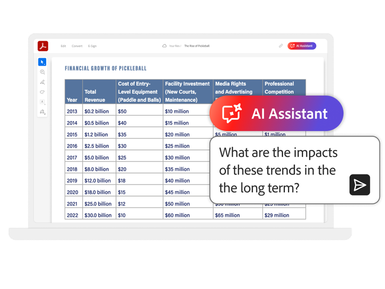 PDF using AI Assistant to understand key data
