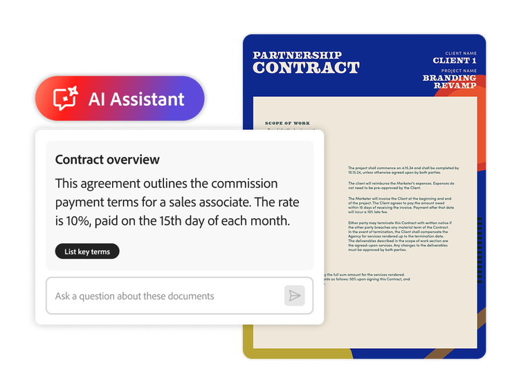 Contract using AI Assistant to get a document overview