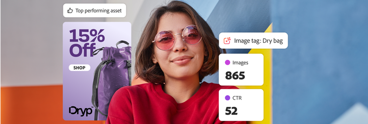 Marketer reviewing performance metrics for an outdoor gear ad.