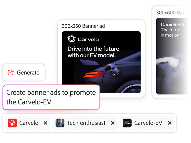 Generative AI prompt and banner ad variations