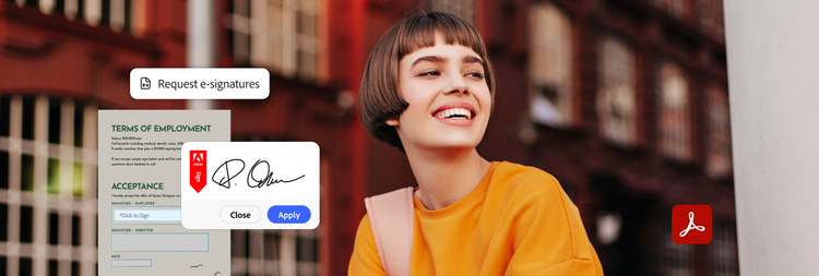 Customer with request to sign agreement and corresponding e-signature