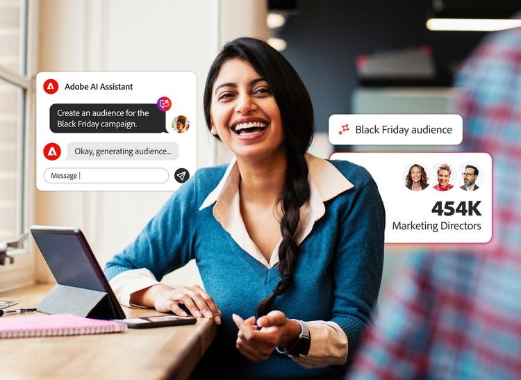 Marketer using AI Assistant to generate a targeted audience for a Black Friday campaign.
