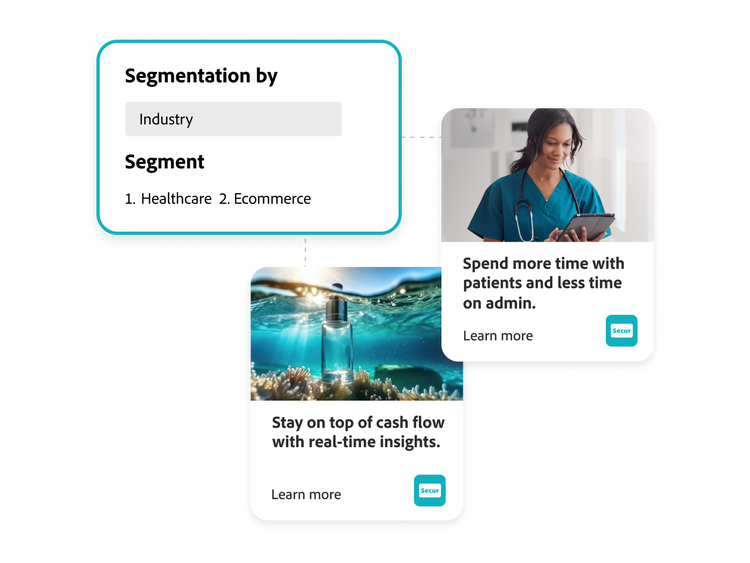 Two ads personalised by segment