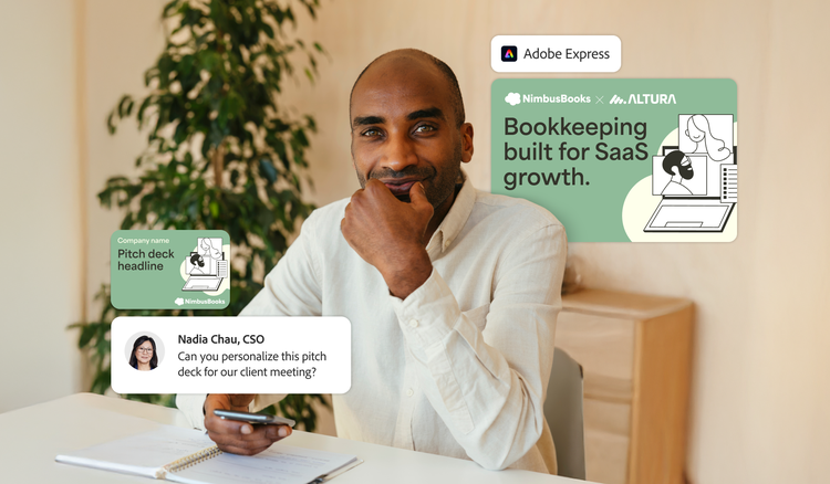 Una presentación de servicios financieros que se crea en Adobe Express.