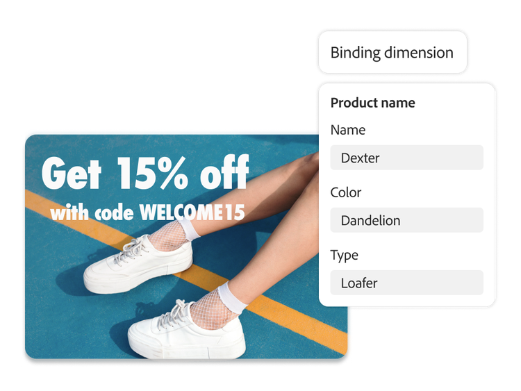 Sneaker ad with binding dimension options