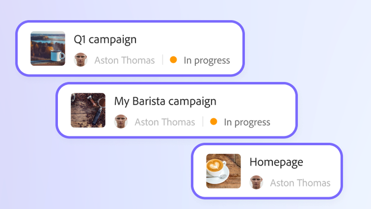 Display of three planned campaigns assigned to a user in Adobe Workfront.
