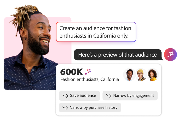 Interfaz de Adobe Journey Optimizer que muestra el mapa visual de un recorrido del cliente y las rutas divergentes, los puntos de contacto y las opciones de programación para la orquestación de campañas personalizadas.