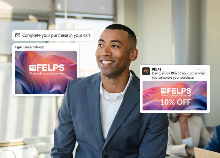 Un cliente recibe ofertas personalizadas por correo electrónico y en redes sociales