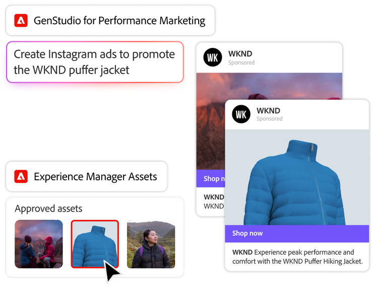 Creating Instagram ad using Adobe Experience Manager Assets.