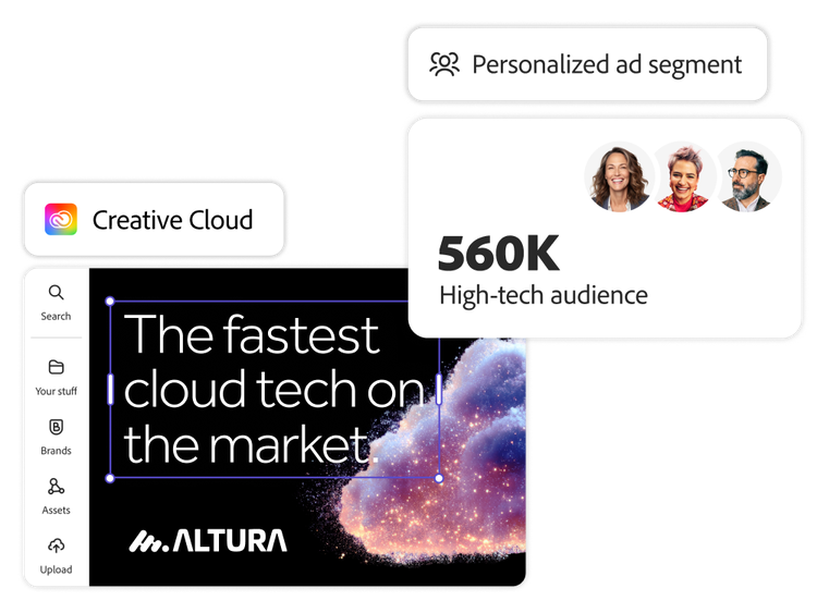 Adobe Express ad with audience segment insights