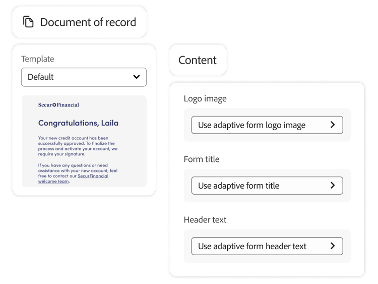 Template being used to set up new form