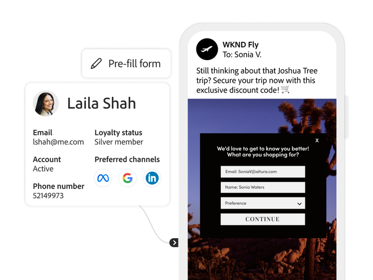 Customer data being used to prefill travel form