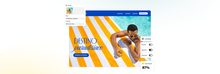 Personalized travel promotions, conversion results, and a customer on vacation