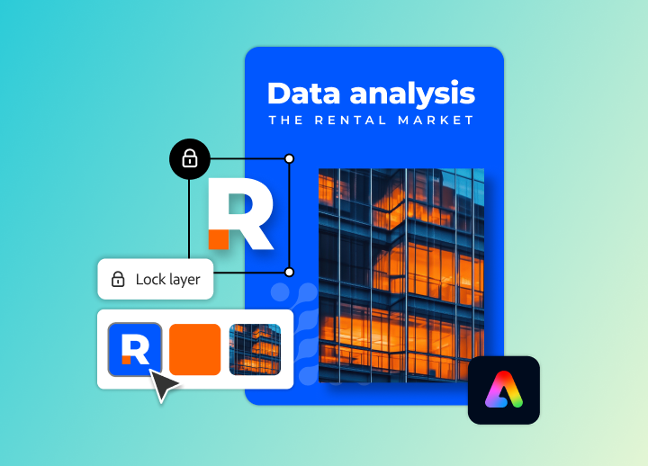 A data analysis report being edited in Adobe Express
