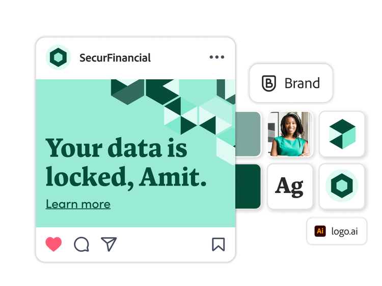 Financial ad made up of branded assets