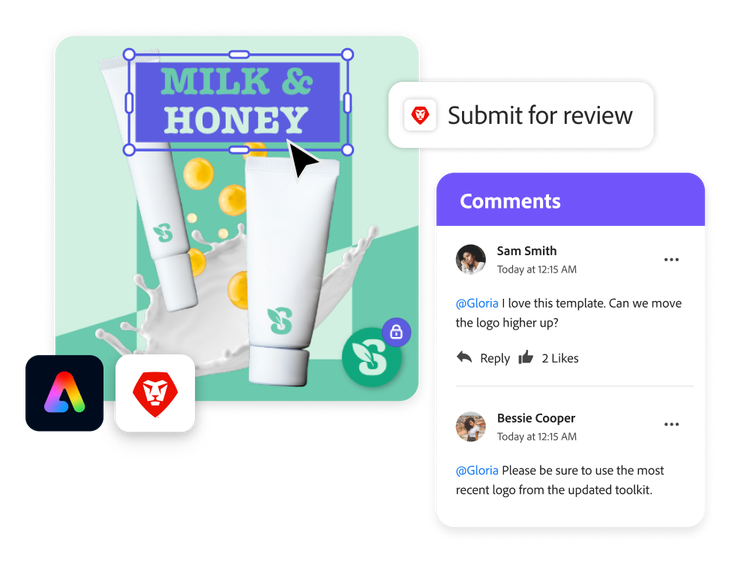A lotion ad getting review feedback from the Adobe Workfront integration