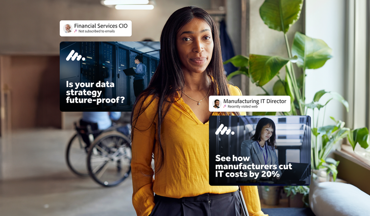 Segment marketing examples superimposed over image of a woman.
