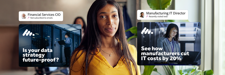 Segment marketing examples superimposed over image of a woman.