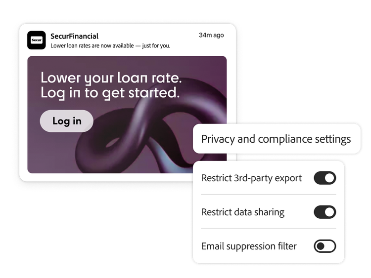 Toggle for privacy and compliance settings in financial ad