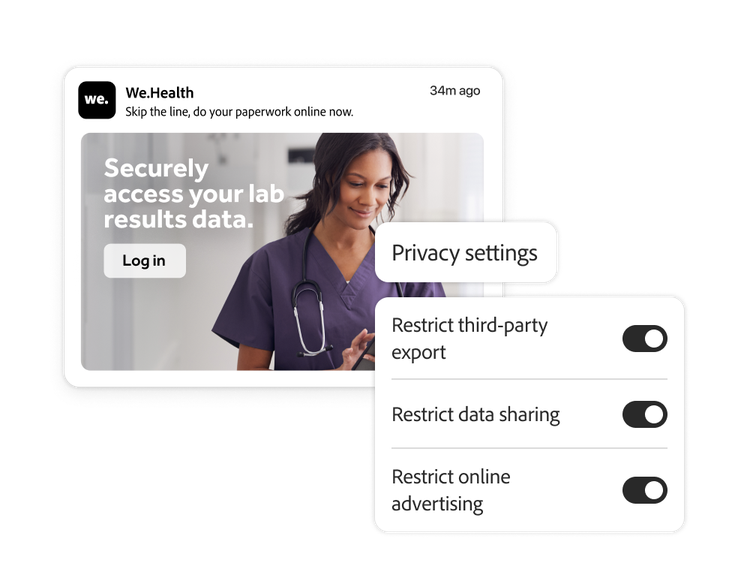 Privacy settings for an online healthcare platform