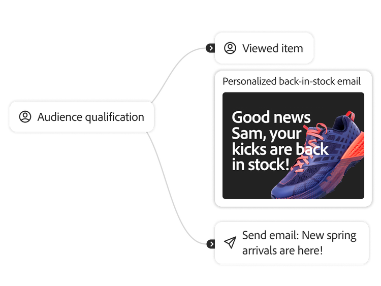 https://main--bacom--adobecom.hlx.page/fragments/products/modal/videos/journey-optimizer/email-marketing/email-campaigns#email-campaigns | Generative AI email workflow notifying user of in-stock items | :play-medium: