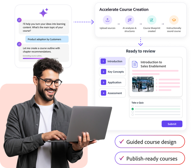 AI course builder turning source files into a ready-to-review, instructionally sound course