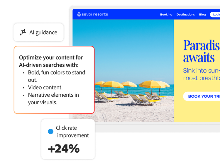 A vacation website getting AI-powered optimization opportunities