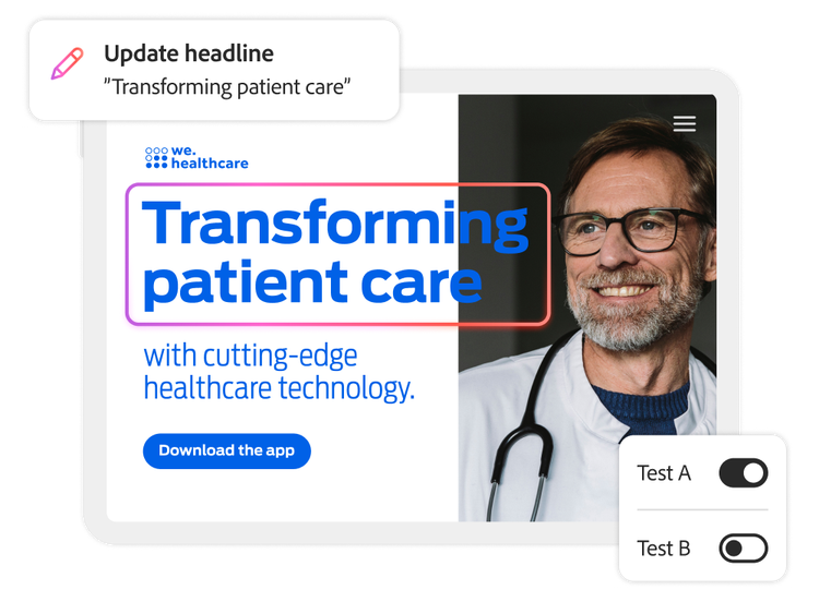 Healthcare website with its headline updating as part of a test