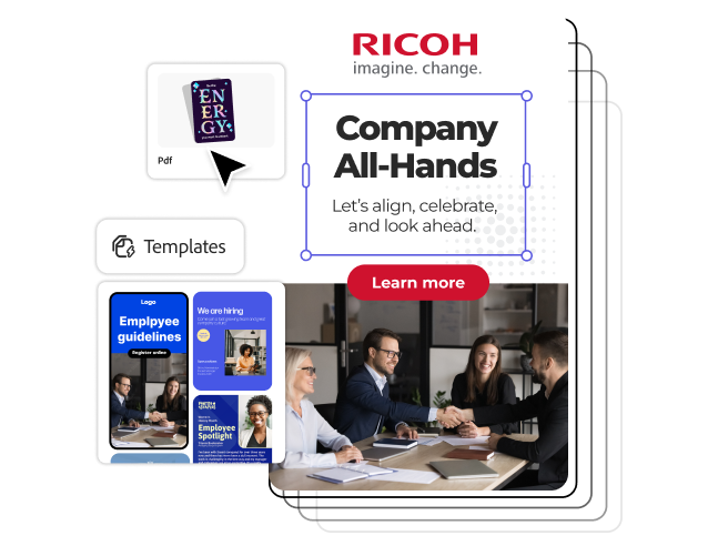 Iterações de um ativo criativo sendo criado usando modelos.