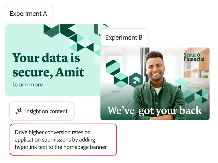 A/B test of two different security ads with intelligent content insights