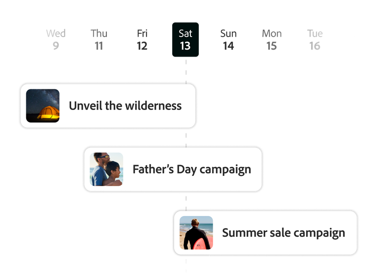A marketing daily calendar view with campaign details