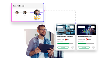 Man engaged with his experience in Learning Manag