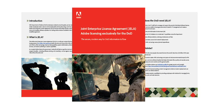 Joint Enterprise License Agreement (JELA) Adobe licensing exclusively for the DoD marquee image