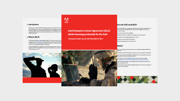 Adobe JELA - Simpler workflows, seamless collaboration across DoD content card image.