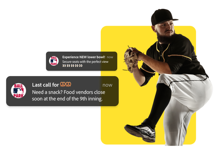 Push banners featuring Major League Baseball