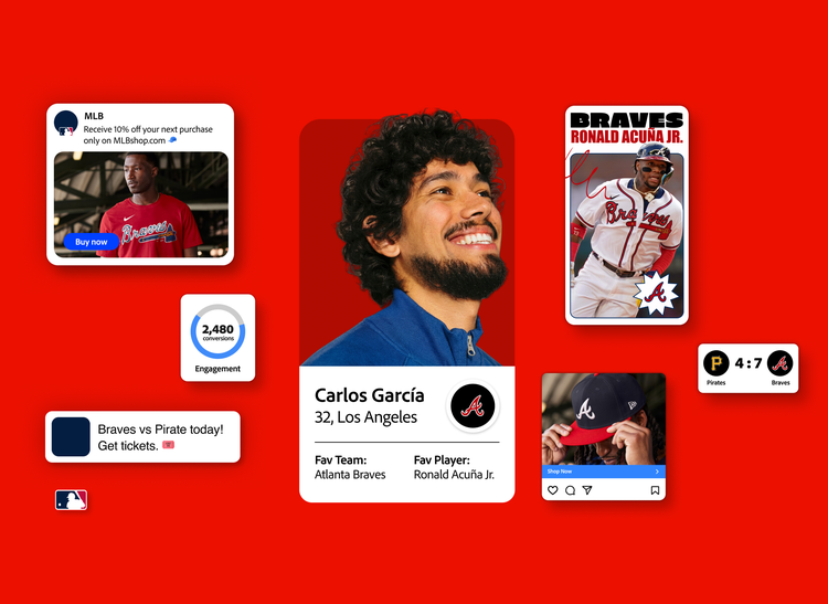 https://main--da-bacom--adobecom.aem.page/assets/videos/resources/mlb/media_184d8607eaabc3d490cee3f19eeffdb5045e99991.mp4#_autoplay1 | Animation depicting Adobe helping MLB customize fan experiences with personalized content.