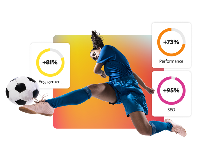 Audience analytics superimposed over picture of association football