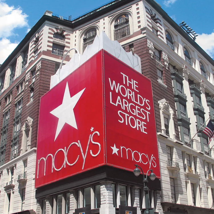 Macy's Herald Square with a large red sign reading 'The World's Largest Store'.