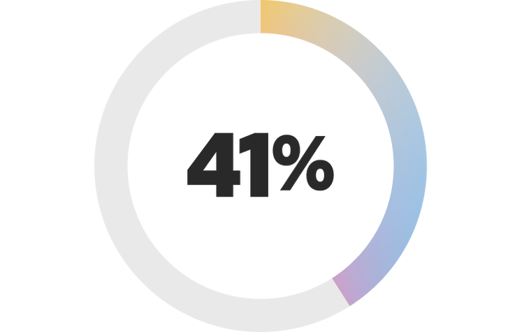 Donut chart showing 41%