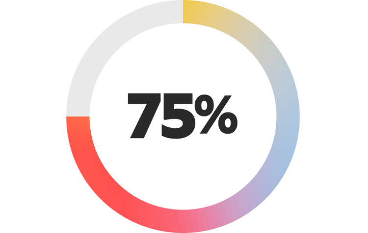 Donut chart showing 75%