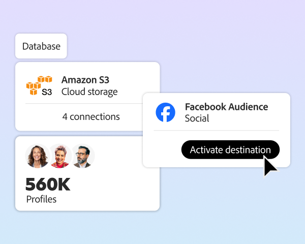Database connected to social platform, activating 560K customer profiles for targeted campaigns.