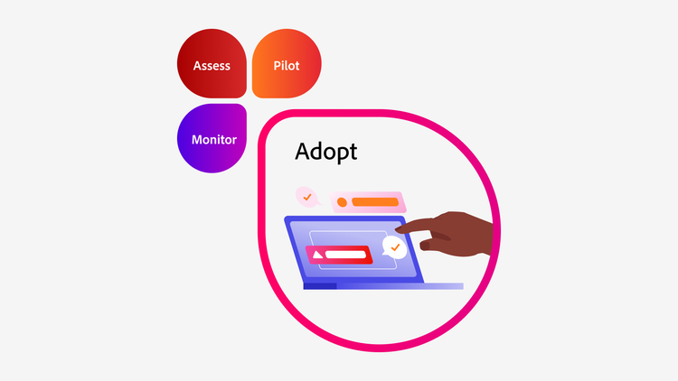 Adopt stage highlighted in the responsible AI innovation framework — showcasing the integration of AI across the organization.