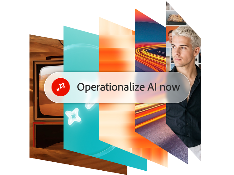 Media and entertainment imagery with an AI callout that reads “Operationalize AI now.”