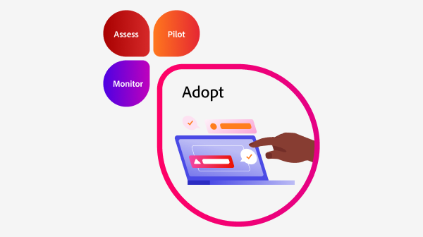 Adopt stage highlighted in the responsible AI innovation framework — showcasing the integration of AI across the organization.