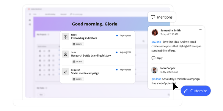 An image showing collaboration across teams in a marketing project.