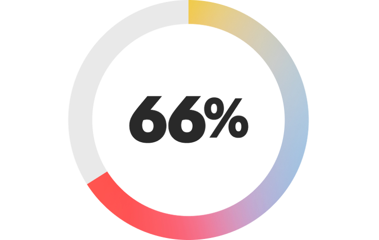 Donut chart showing 66%