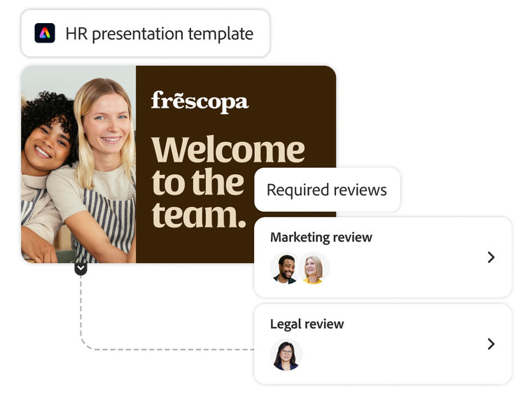 Human resources presentation template with pending marketing and legal team reviews.