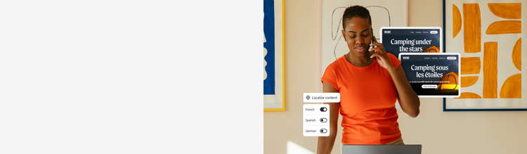 A marketer and a webpage being translated into French