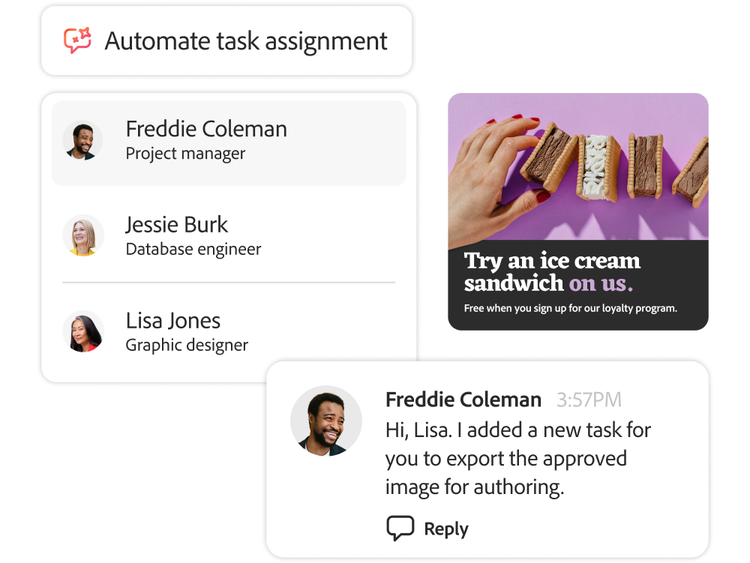 Project tasks being automatically assigned from a creative brief